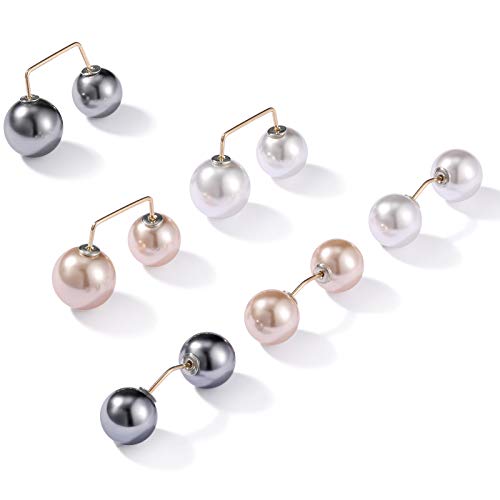 WILLBOND 6 Pcs Artificial Pearl Brooch Pins Sweater Shawl Safety Clips Dress Clips for Women(Gold, Silver, White) - Image 1