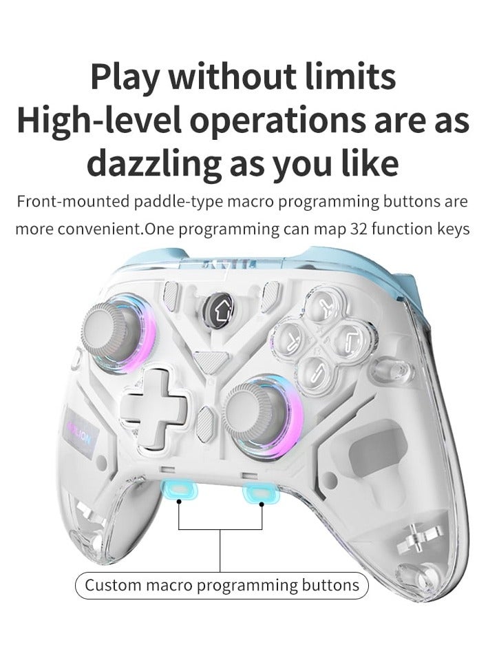 Interactive Screen Gaming Controller, Hall Effect Game Controller for PC, Switch,iOS,Android, Gamepad Joystick, Motion Sensing, RGB Light, Bluetooth & 2.4G Connection Pink - Image 3