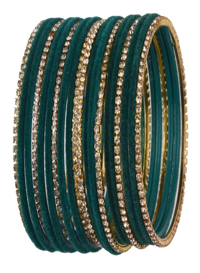 Efulgenz Indian Wedding Bangles for Women Indian Bangle Set Rhinestone CZ Crystal Velvet Bracelet Bangle Jewelry for Women - Image 1