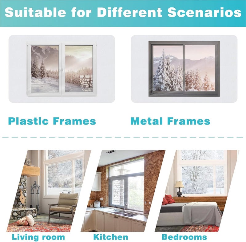 UJG 87'' x 394'' Window Insulation Kit, Window Insulation for Winter, POF Window Sealer for Winter, Insulates Indoor Windows Keep Warm for Weatherproofing Window Film for Winter Window Covering-1PCS - Image 4
