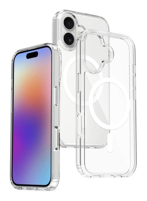جراب مغناطيسي شفاف لهاتف iPhone 17، متوافق مع iPhone 17 مع MagSafe، غطاء هاتف شفاف مقاوم للصدمات.