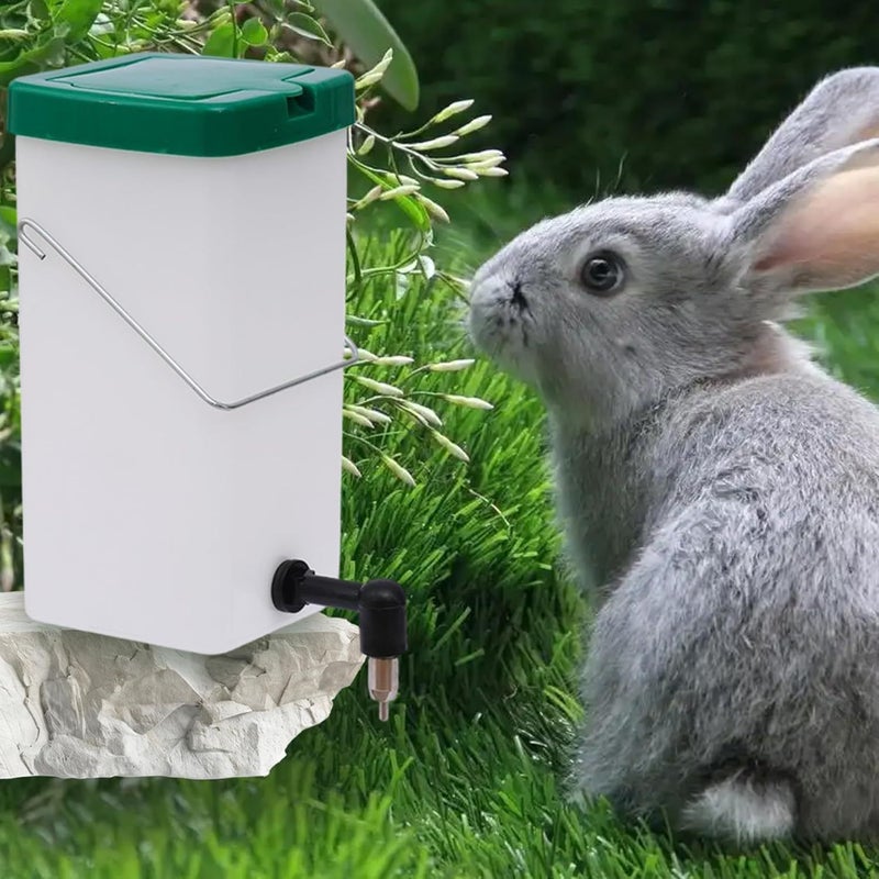 White Leaky Proof Rabbit Water Dispenser with Stainless Steel Spout Heavy Duty Spill Resistant Pet Bottle - Image 1
