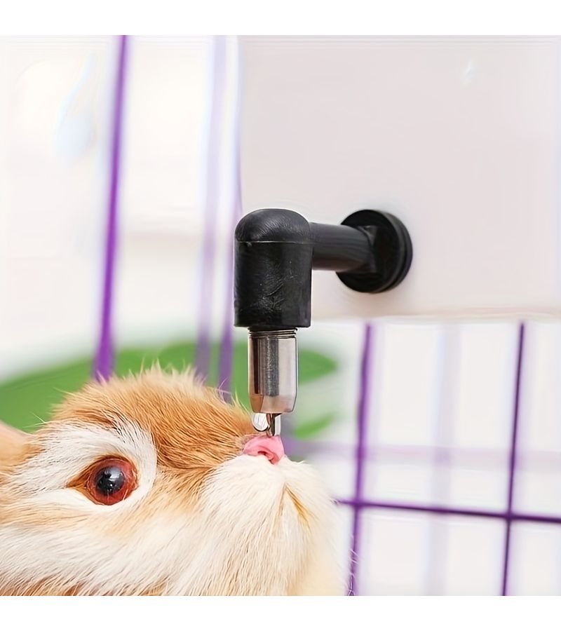 White Leaky Proof Rabbit Water Dispenser with Stainless Steel Spout Heavy Duty Spill Resistant Pet Bottle - Image 3