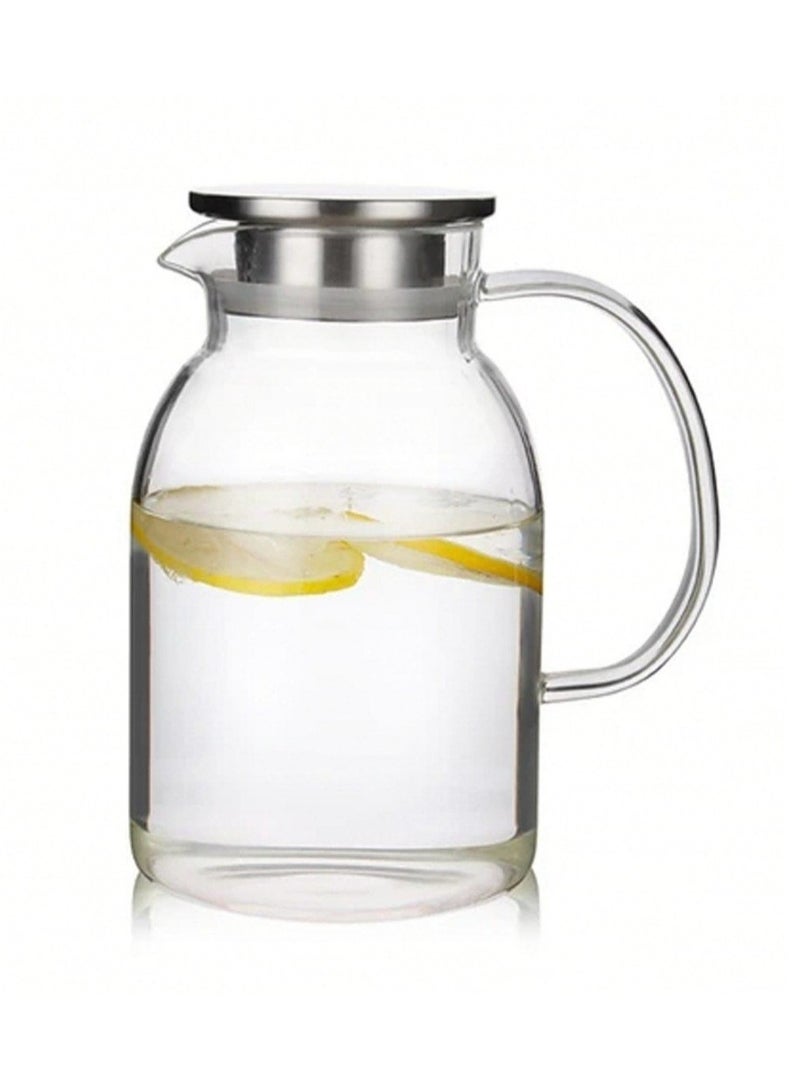 Transparent Thermal Glass Jug with Stainless Steel Lid - Modern Design with Large Capacity - 1.8L - Image 1