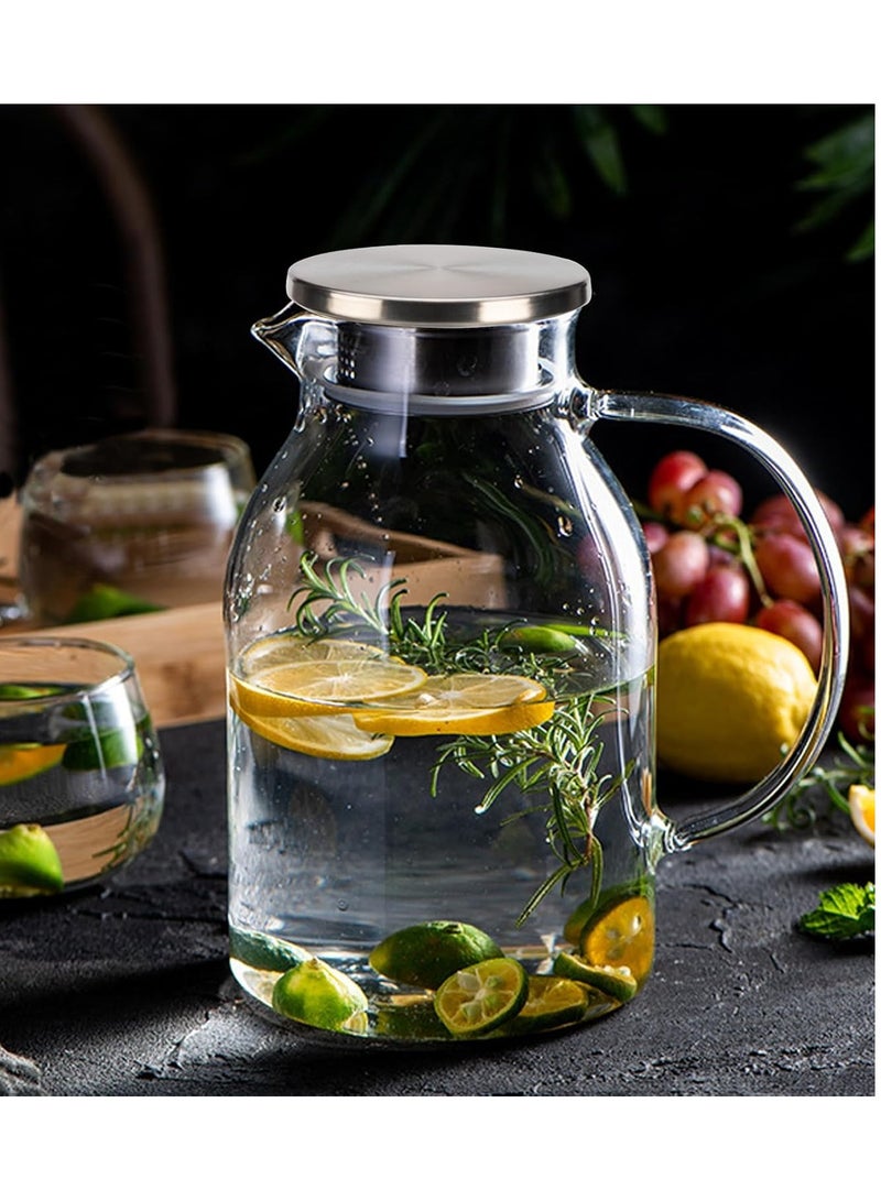 Transparent Thermal Glass Jug with Stainless Steel Lid - Modern Design with Large Capacity - 1.8L - Image 2