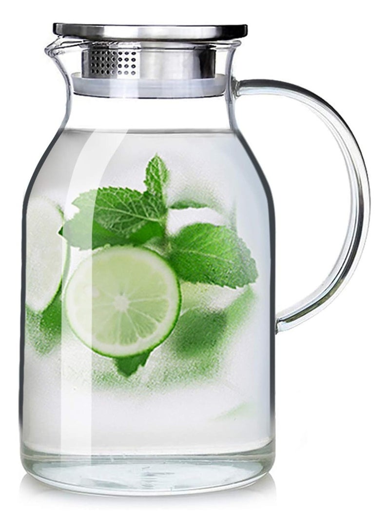 Transparent Thermal Glass Jug with Stainless Steel Lid - Modern Design with Large Capacity - 1.8L - Image 3
