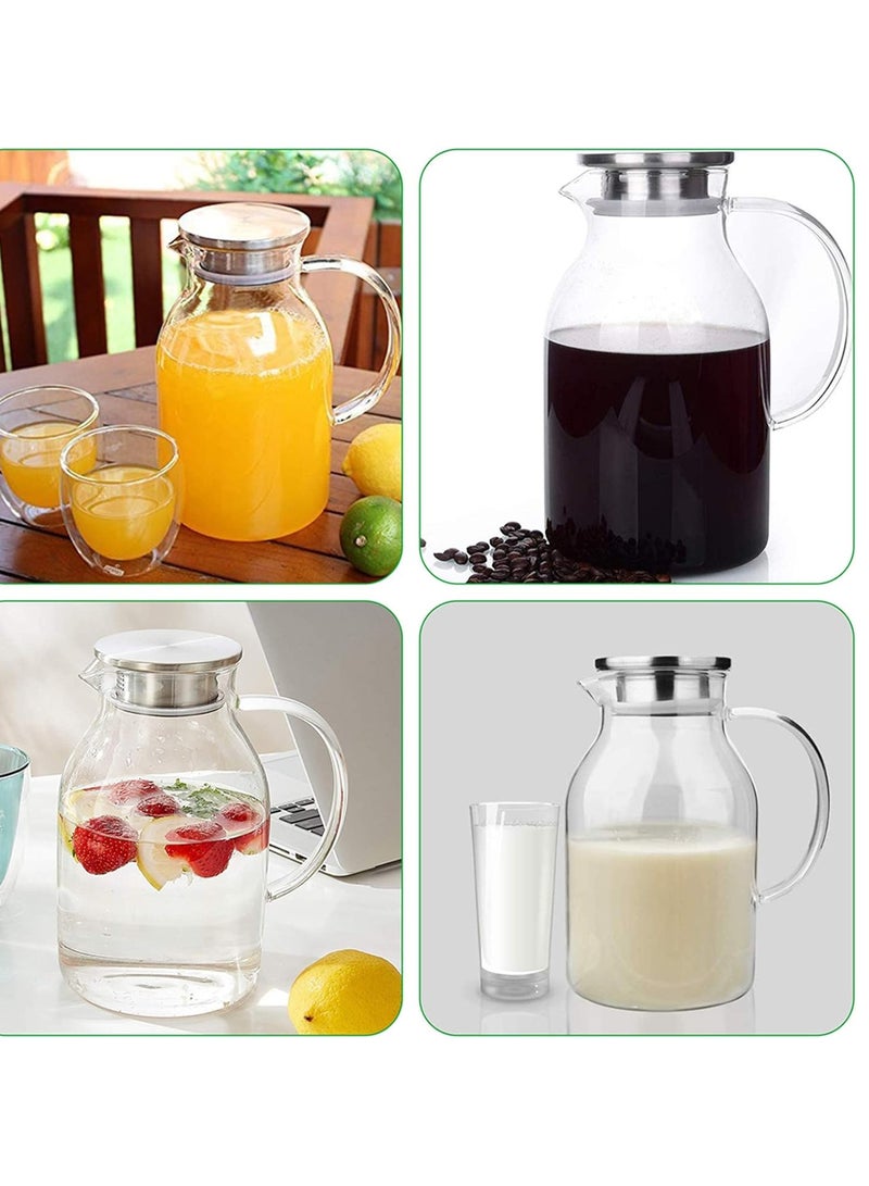 Transparent Thermal Glass Jug with Stainless Steel Lid - Modern Design with Large Capacity - 1.8L - Image 5