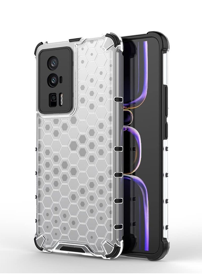 SYOSI Case for Xiaomi POCO F5 Pro 5G, Ultra-thin Silicone TPU Shockproof Bumper Phone Case Cover, Advanced Air Cushion Drop Protection, Honeycomb Shape (White) - Image 1