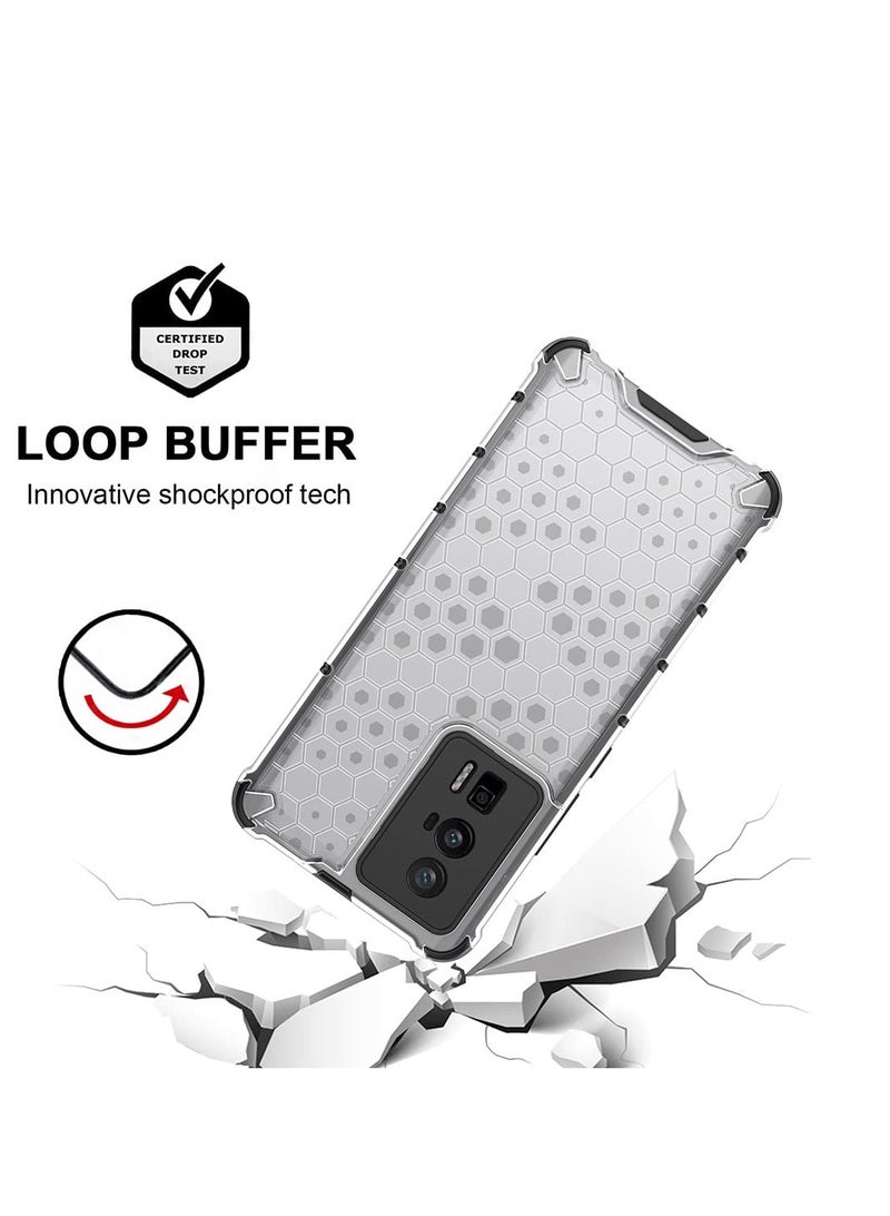 SYOSI Case for Xiaomi POCO F5 Pro 5G, Ultra-thin Silicone TPU Shockproof Bumper Phone Case Cover, Advanced Air Cushion Drop Protection, Honeycomb Shape (White) - Image 2