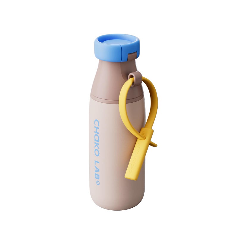 CHAKO LAB Ceramic Insulated Stainless Steel Water Bottle with Two Strap | BPA-Free Leak Proof | 17oz Bottle with Spout Lid & Straw | Tiramisu - Image 1