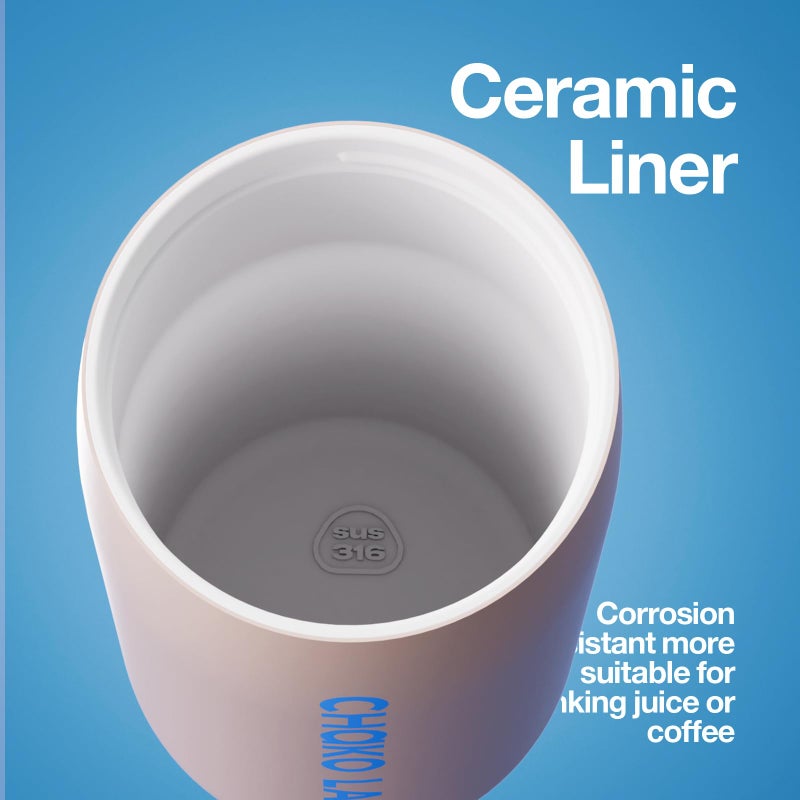 CHAKO LAB Ceramic Insulated Stainless Steel Water Bottle with Two Strap | BPA-Free Leak Proof | 17oz Bottle with Spout Lid & Straw | Tiramisu - Image 3