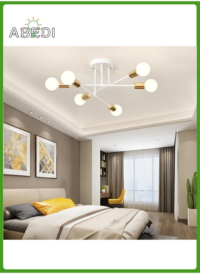 Chandelier, Modern Ceiling Lighting, 6 Lights E27 Adjustable Industrial Mount Pendant Light Fixture for Kitchen, Living Room , Dining Room, Bedroom Foyer, White Gold, Bulbs Not Included - pzsku/ZD82C74A6836C5ACDCA50Z/45/_/1731479895/3308dfdc-bd66-410d-a209-aecc77c21ebb