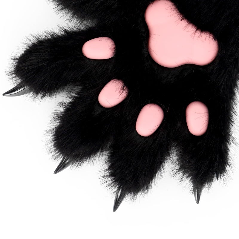 HAOAN Furry Fur Cat Wolf Fox Dog Fluffy Animal Paws Claws Gloves Mittens Hands Costume Cosplay Halloween Christmas - Image 4