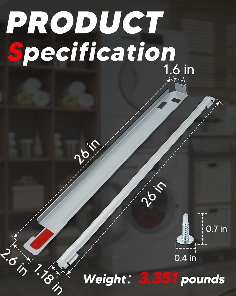 Funmit KSTK1 27-inch Laundry Stacking Kit Replacement for LG Washer & Dryer - Solid Metal with Chrome Coated - Image 3