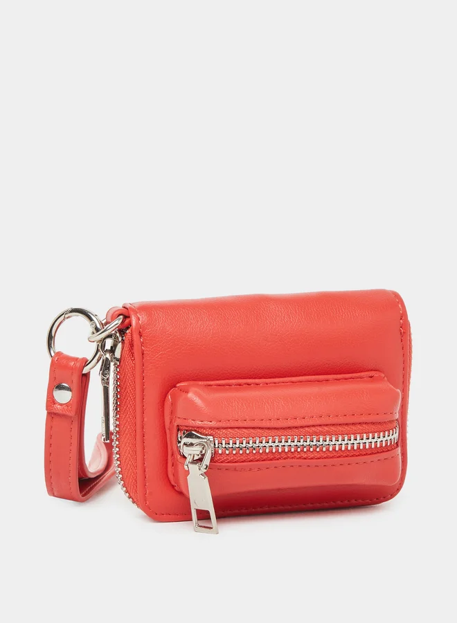 Styli Styli Red Long Strap Zip Pocket Bum Bag
