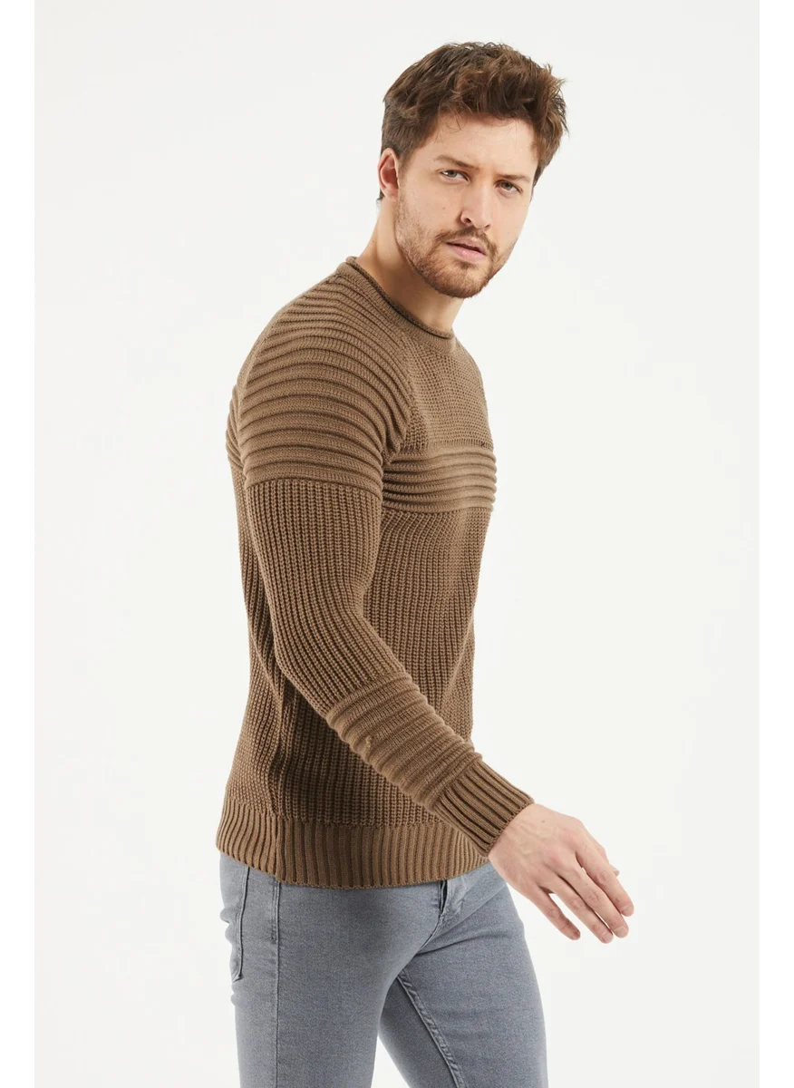 Cool Tarz Cool Style Men's Brown Knitted Sweater -TRZCM28888R08