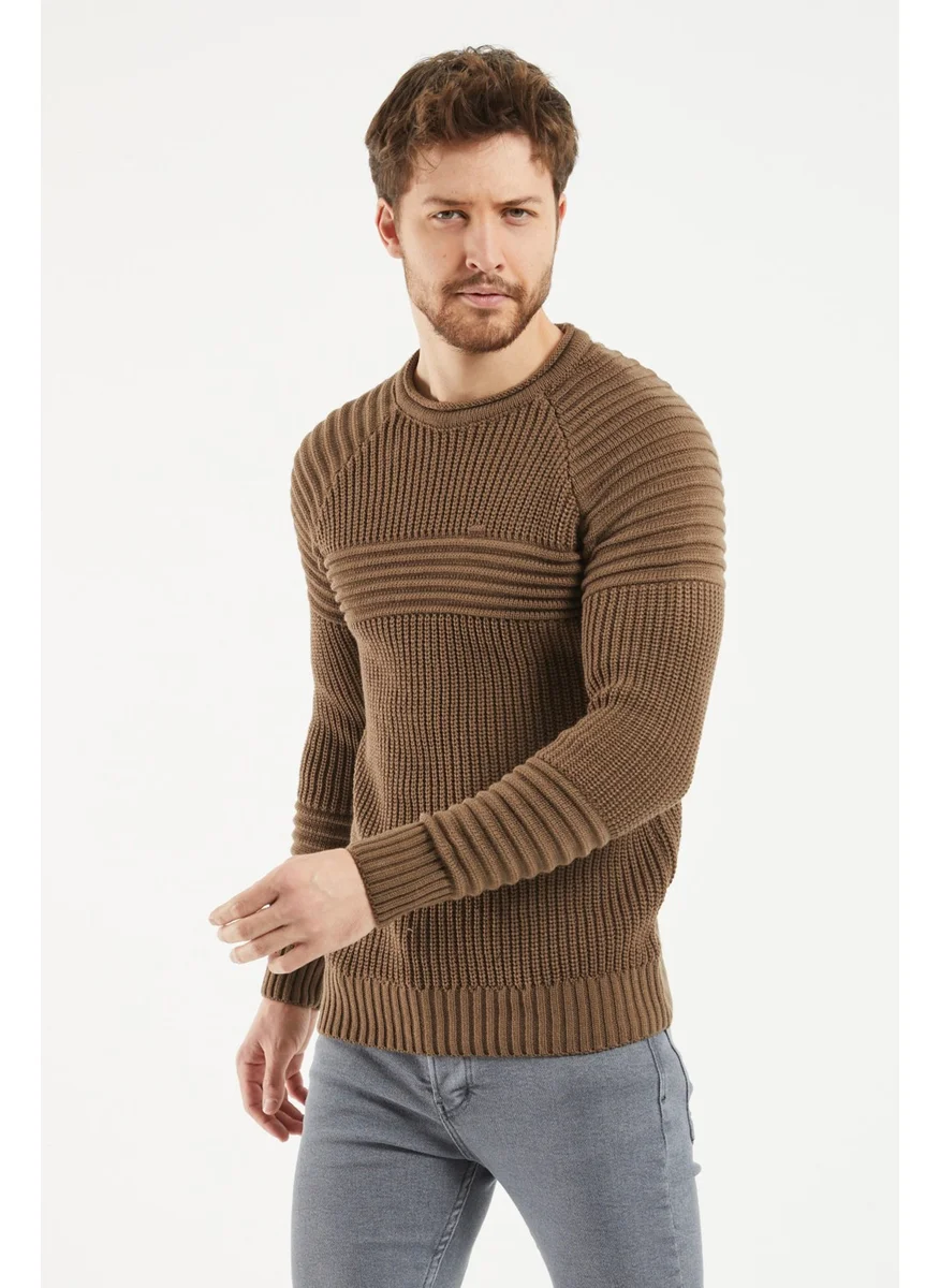 Cool Tarz Cool Style Men's Brown Knitted Sweater -TRZCM28888R08