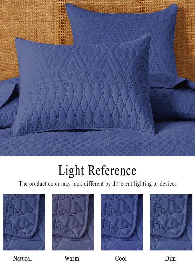 akkialla King/Cal King Size Quilt Bedding Set,Navy Blue Lightweight Microfiber Soft Bedspread,Modern Style Geometric Pattern Coverlet Set for All Seasons,3 Piece(1 Quilt,2 Pillow Shams) - Image 4