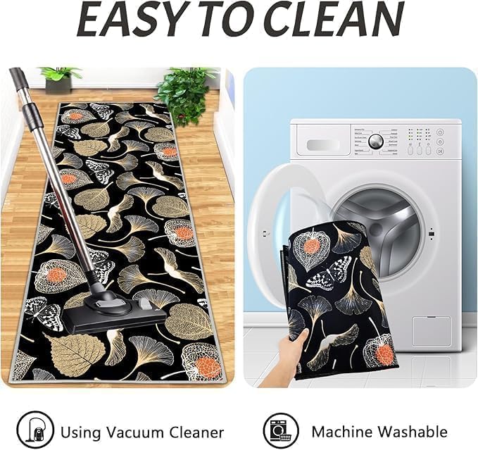 PIHARVA حصيرة باب الحمام مربعة 40x60+40x120 سم – حصيرة قدم مضادة للانزلاق ماصة للماء للمنزل، المطبخ، الدش، المدخل – قاعدة مطاطية سريعة الجفاف – سجادة أرضية ناعمة – متعددة الألوان (زهري أسود) - Image 4