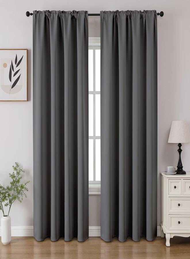 CUCRAF Blackout Curtains Room Darkening Window Curtain Panels, Rod Pocket Thermal Insulated Solid Drapes for Bedroom Living Room, Set of 2 Panels. 52 x 84 inch, Light Grey - Image 1
