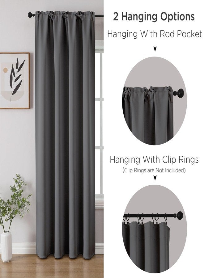 CUCRAF Blackout Curtains Room Darkening Window Curtain Panels, Rod Pocket Thermal Insulated Solid Drapes for Bedroom Living Room, Set of 2 Panels. 52 x 84 inch, Light Grey - Image 3