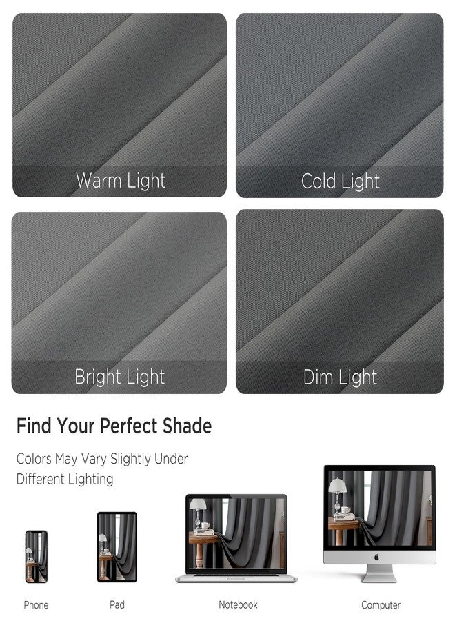 CUCRAF Blackout Curtains Room Darkening Window Curtain Panels, Rod Pocket Thermal Insulated Solid Drapes for Bedroom Living Room, Set of 2 Panels. 52 x 84 inch, Light Grey - Image 4