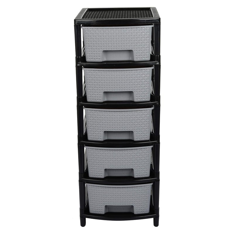 Liza Liza Plastic 5 Tier Containers Drawer Organisers for Storage Office Hospital Parlour School Doctors Home and Kids 5 drawer Grey - Image 3