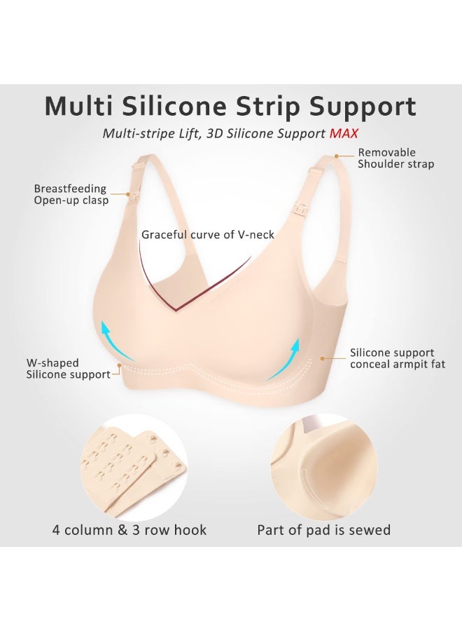 Soft Seamless Wireless Nursing Bra Breastfeeding Bralette with Extra Bra Extender - Image 4