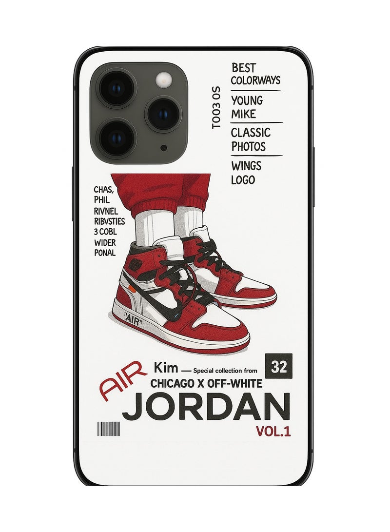 كايس كلوب غطاء خلفي لهاتف iPhone 16 Pro - تصميم حذاء رياضي Jordan Off-White | جراب TPU نحيف مقاوم للصدمات | تصميم مطبوع أنيق - Image 2