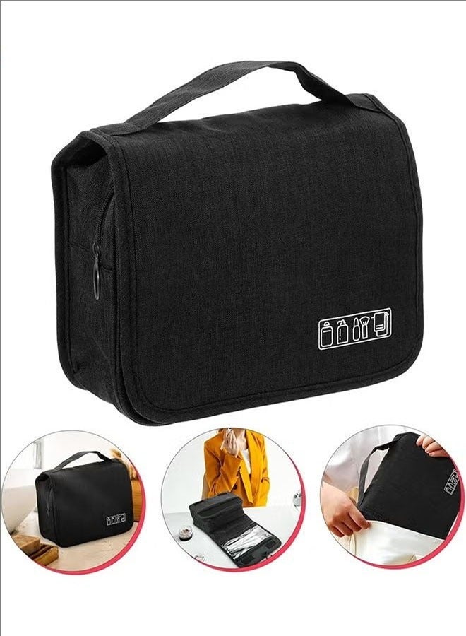 OZUKO Large-Capacity Toiletry Bag, Travel Bag, High-Quality Fabric, Waterproof Surface, Wear-Resistant And Practical, Multiple Storage, Suitable For Business Travel, Family Travel, Swimming, Outdoor Activities, Black - Image 4