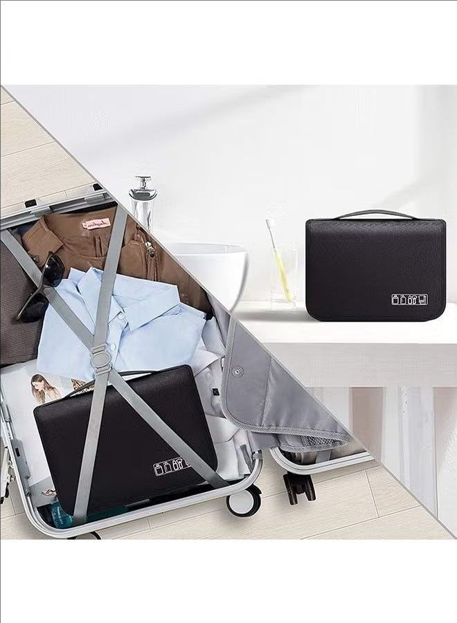 OZUKO Large-Capacity Toiletry Bag, Travel Bag, High-Quality Fabric, Waterproof Surface, Wear-Resistant And Practical, Multiple Storage, Suitable For Business Travel, Family Travel, Swimming, Outdoor Activities, Black - Image 3
