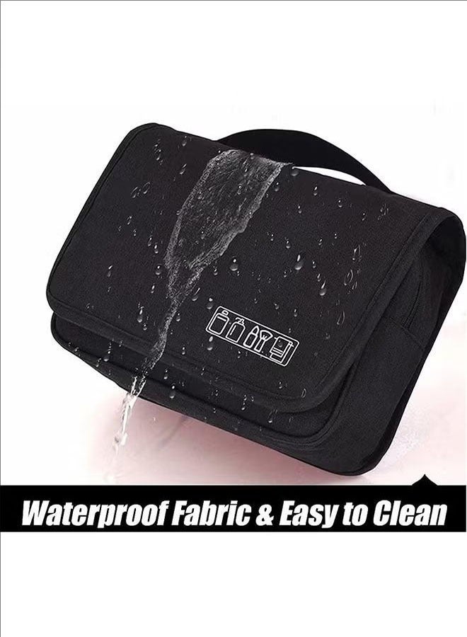 OZUKO Large-Capacity Toiletry Bag, Travel Bag, High-Quality Fabric, Waterproof Surface, Wear-Resistant And Practical, Multiple Storage, Suitable For Business Travel, Family Travel, Swimming, Outdoor Activities, Black - Image 2