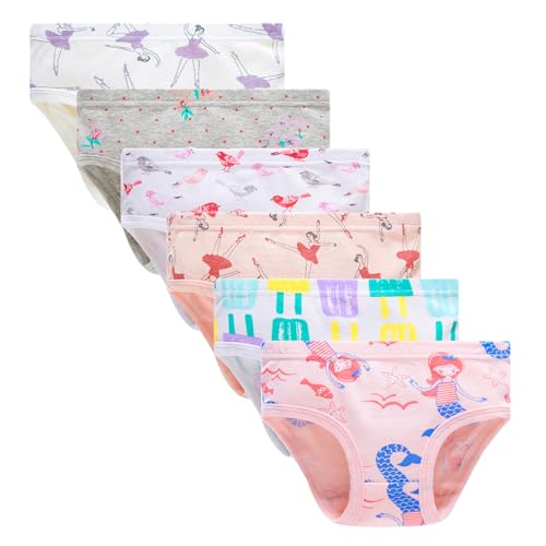 Winging Day Girls' Cartoon Cotton 6-Pack Hipster Assorted Prints Briefs Size 6 - Image 1