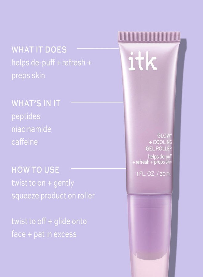 ITK Hydrating Glow Roller Face Serum with Niacinamide and Peptides, Preps Skin for Makeup and Depuffs for Dewy Skin - Image 2