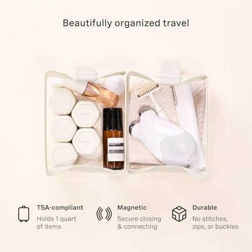 Cadence Parcel - Clear Kit with Magnetic Closure - Durable and Leak-Resistant Travel Toiletry Kit - TSA-Compliant & Modular Design - Hygiene Bag for Travel Essentials - 1 Qt - Pebble - Image 3