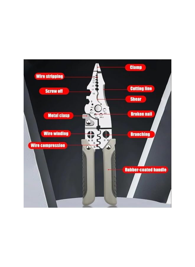 promass Upgrade Multifunctional Wire Stripper Crimper Cable Cutter Pliers, New Heavy Duty Multipurpose Wire Stripper, Adjustable Wire Strippers and Crimping Tool for Stripping Crimping Cutting - Image 3