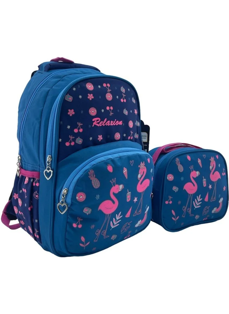 ريلاكسن Blue Flamingo Primary School Bag with Lunchbox 1340-13