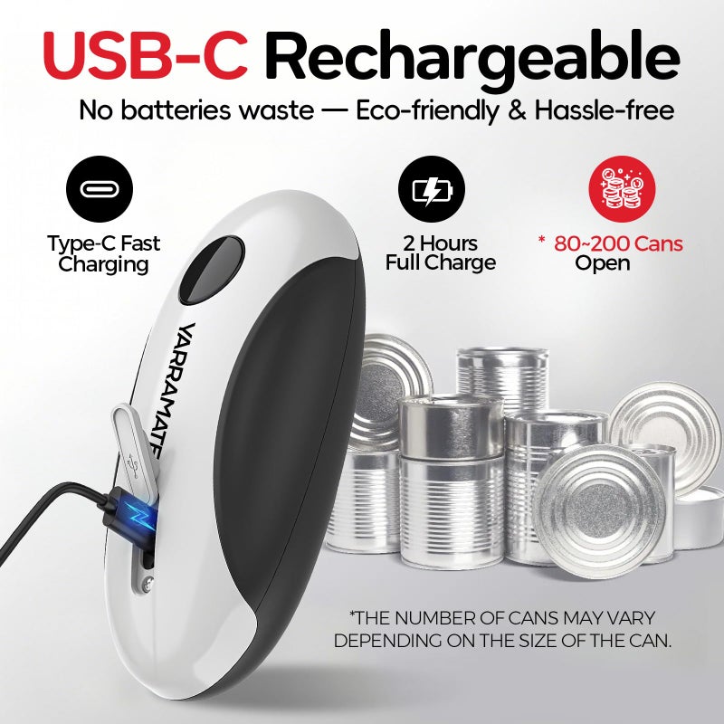 ‎YARRAMATE YARRAMATE Electric Can Opener, One Touch Rechargeable Automatic Can Openers for Kitchen Fits All Cans Sizes - Smooth Edge, Hands-Free for Seniors | With Storage Bag, Portable for Travel - Image 4