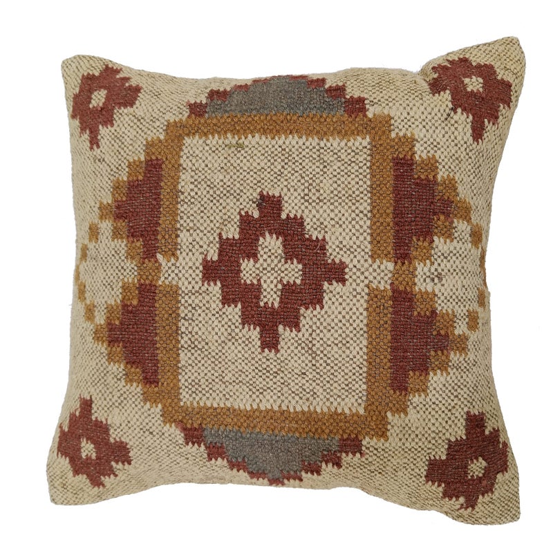 Trade Star 70 Jute 30 Wool Handmade Cushion Case Kilim Pillow Covers Authentic Kelim Rug Pillow case Boho Indian Farmhouse Cushion Cover for Home Decor 18x18 Inches Pattern 12