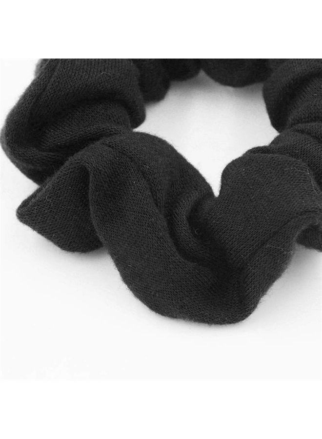 SUSULU Pack of 12 Cotton Hair Scrunchies Single Jersey Solid Color Ponytail Holders Hair Ties for Girl (Black) - Image 3