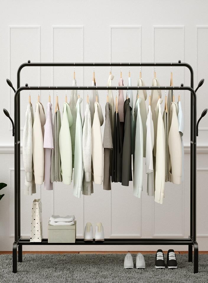 اليسا حامل ملابس منظم ورف تجفيف معدني أسود (150 × 54 × 110 سم) - Image 2