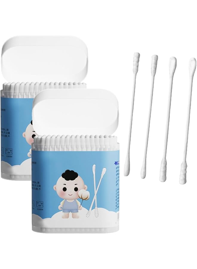 ECVV 400 Pieces Baby Cotton Swabs Double Ended Spiral Head Earpick Cotton Tips Multipurpose Ear Spoon Cotton Buds For Ear Beauty Care Cleaning… - Image 1