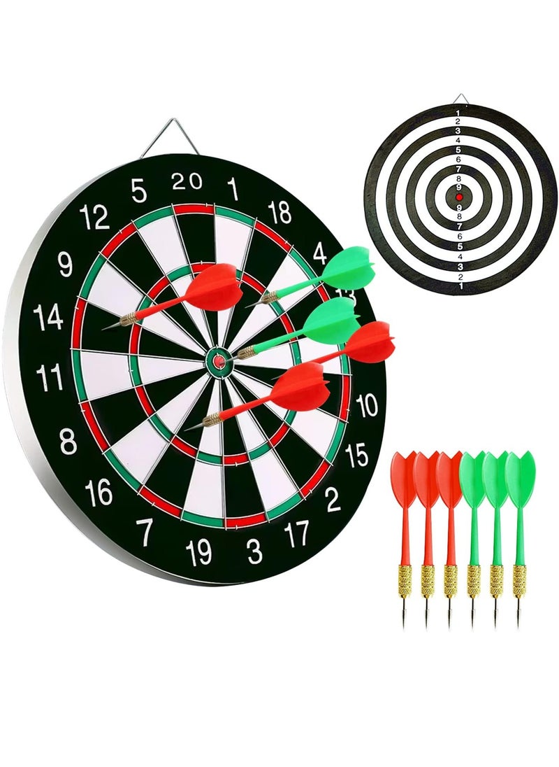 Generic - 15'' Paper Darts Board Game Set 2-Sided with 6Pcs Steel Tip Darts - Image 1