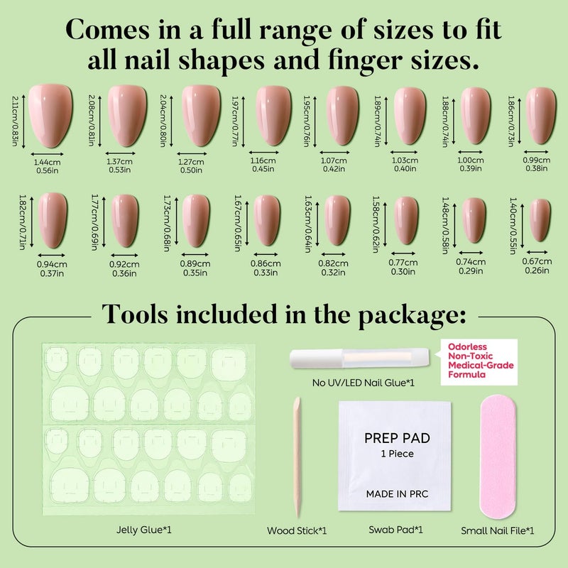 Luxbon Short Press On Nails with No UV Lamp Required & Tool Kit - French Manicure & Cat Eye & High Gloss Design, 25-30 Pieces in Multiple Sizes, Reusable False Nails 001 Indoor outdoor use - Image 3