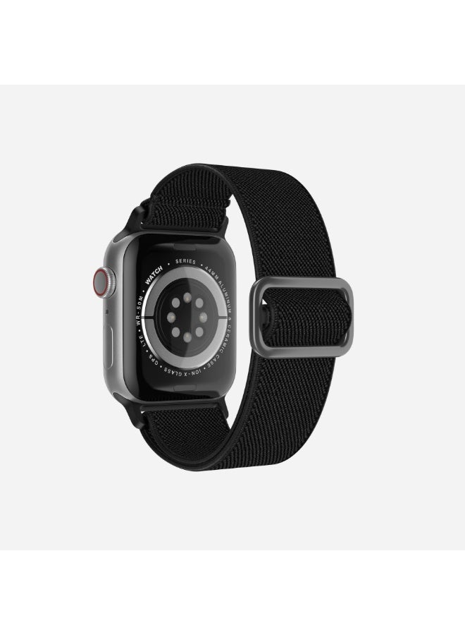 ترامكس black Stretchy Solo Loop Compatible with Apple Watch Band Women Men 40mm 41mm 38mm  42mm,Soft Nylon Elastic Braided Strap Wristband for iWatch Series 10 9 8 7 6 5 4 3 2 1 SE Ultra - Image 2