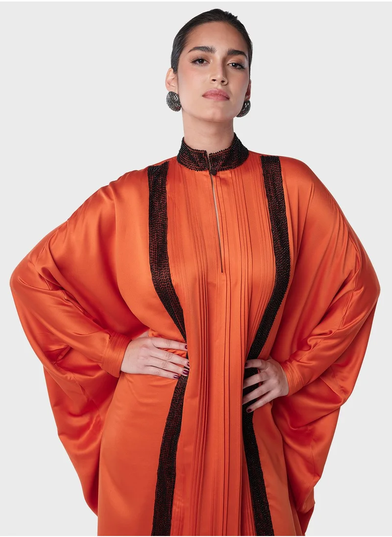 Threadz by Ajooni Embellished Fringed Cutout Neck Kaftan