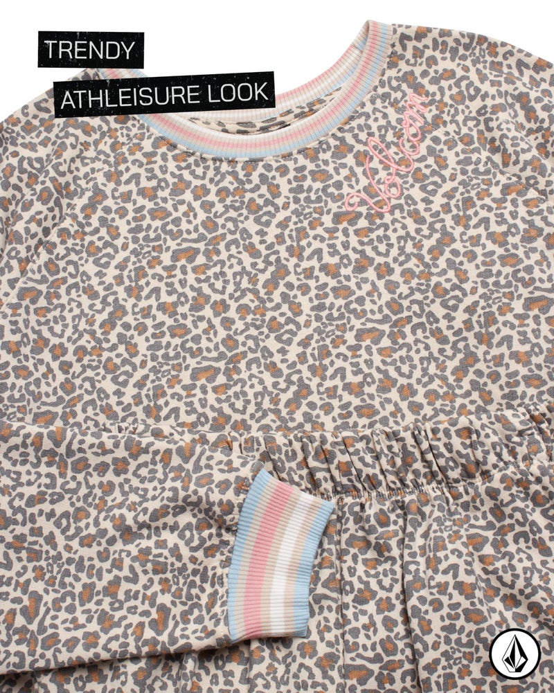 Volcom Girls Sweatpants Set - 2 Piece Fleece Fashion Crewneck Sweatshirt and Jogger Sweatpants for Girls Matching Set, Size 12, Taupe - Image 3