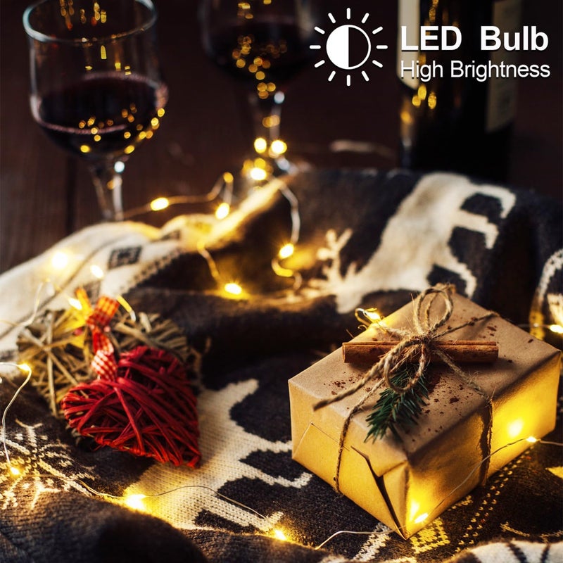 YAOZHOU Christmas Decorations Warm White Fairy String Lights, Battery Operated with Timer, 2 Pack Total 33FT 100 Led Mini Battery Powered Twinkle Mason Jar Waterproof Firefly Lights DIY Party - Image 3