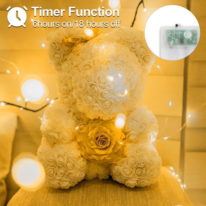 YAOZHOU Christmas Decorations Warm White Fairy String Lights, Battery Operated with Timer, 2 Pack Total 33FT 100 Led Mini Battery Powered Twinkle Mason Jar Waterproof Firefly Lights DIY Party - Image 2
