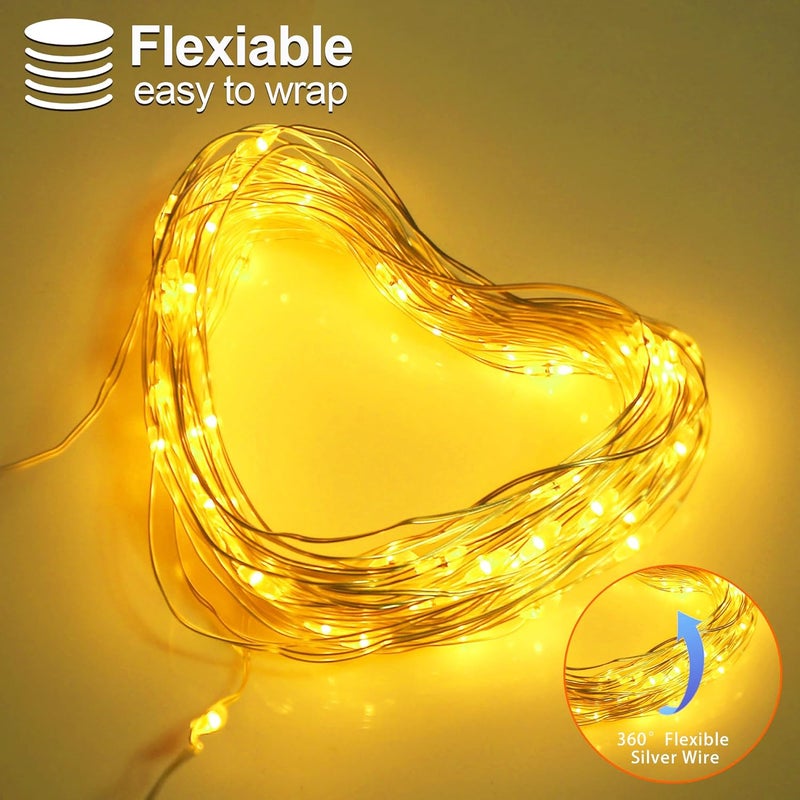 YAOZHOU Christmas Decorations Warm White Fairy String Lights, Battery Operated with Timer, 2 Pack Total 33FT 100 Led Mini Battery Powered Twinkle Mason Jar Waterproof Firefly Lights DIY Party - Image 4